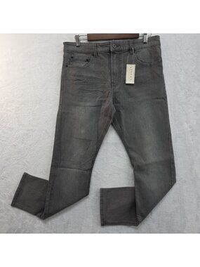 Jachs NY Mens Washed Grey Mid Rise Straight Fit Stretch Denim Size 30x31 NWT